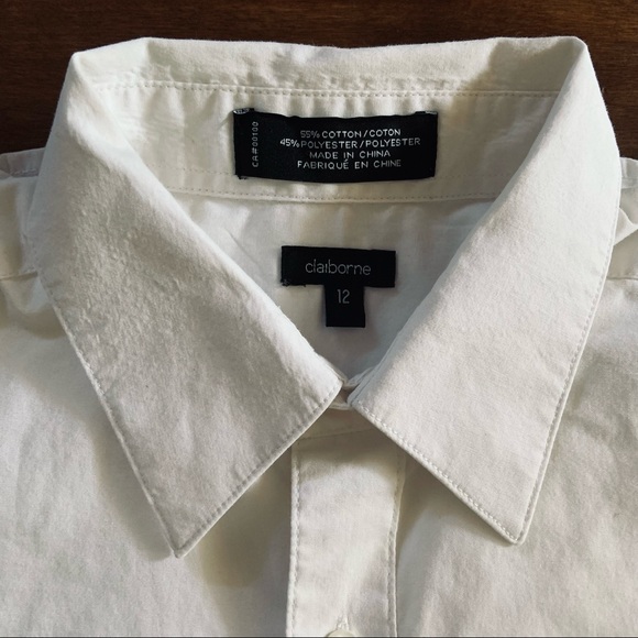 Claiborne Boy’s Button-Down White Dress Shirt (Size 12) - Picture 2 of 4